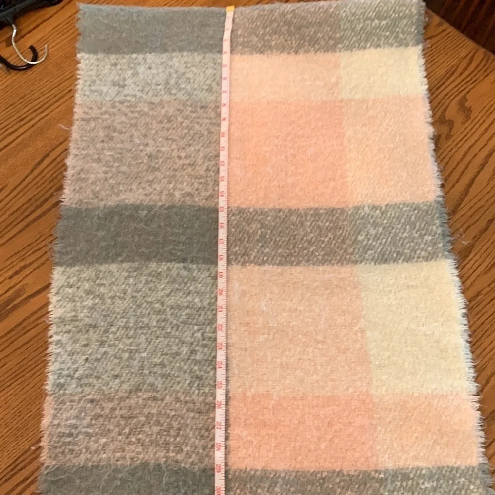Altered state scarf long large fringe boho warm cozy large plaid blush pink